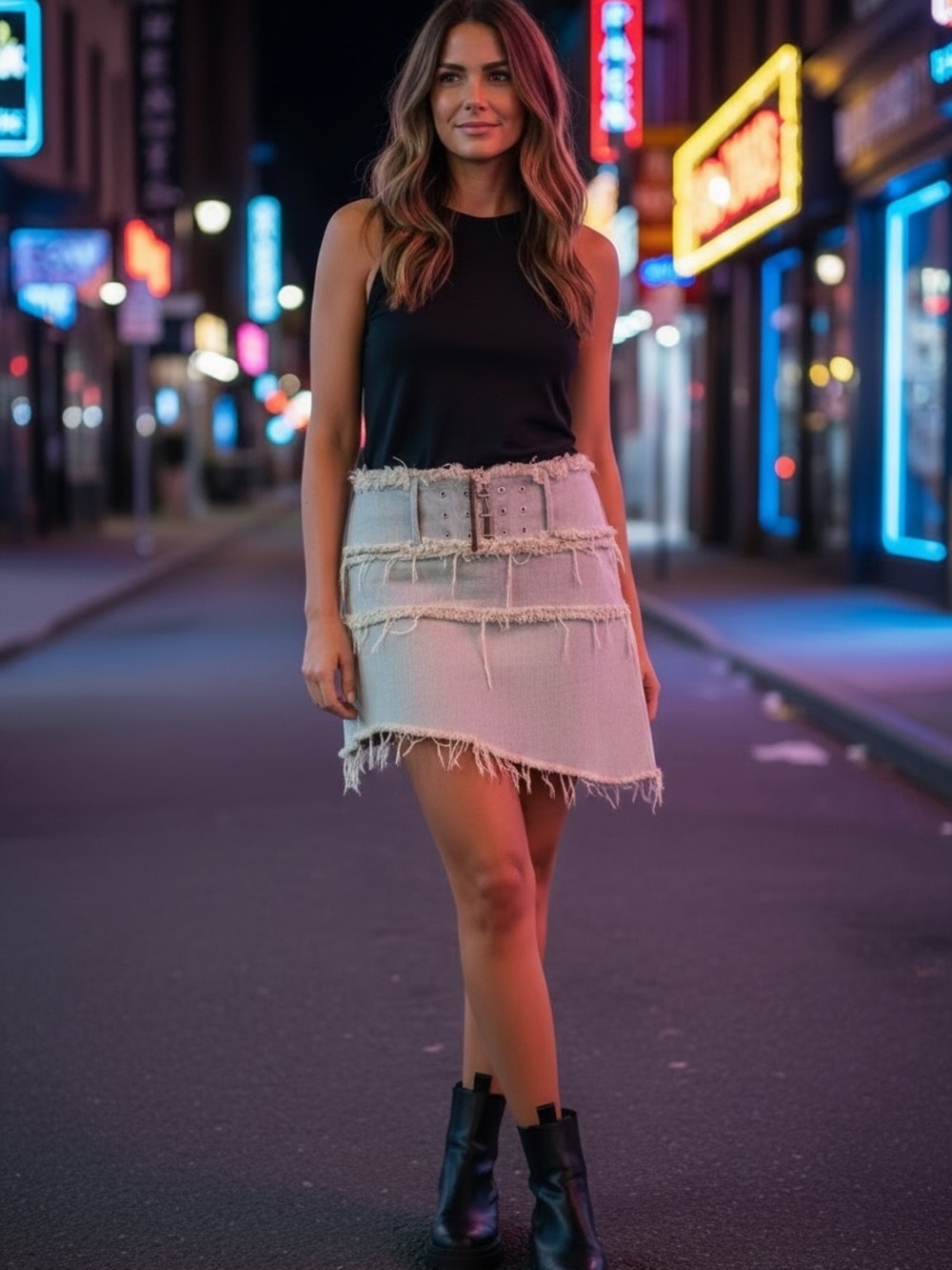 PrettyLittleThing Light Wash Frayed Distressed Western Denim Mini Skirt SZ 4 NEW